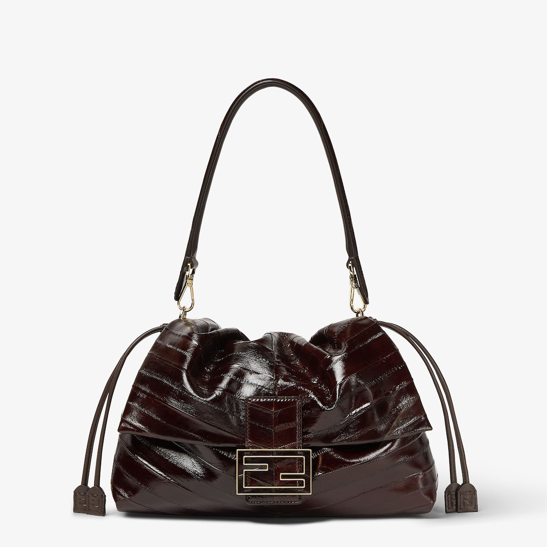 FENDI Mamma Baguette Large Brown inlaid hagfish leather bag - Image 1